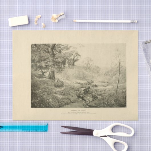 Papier Mousseline Paysage Printemps Arbres Ephémère Découpage (Artisanat)