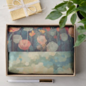 Papier Mousseline Paysage rouge et blanc pavot soleil (Cadeau)