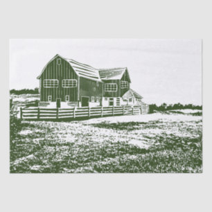 Papier Mousseline Paysage rural maison de ferme de style coupe