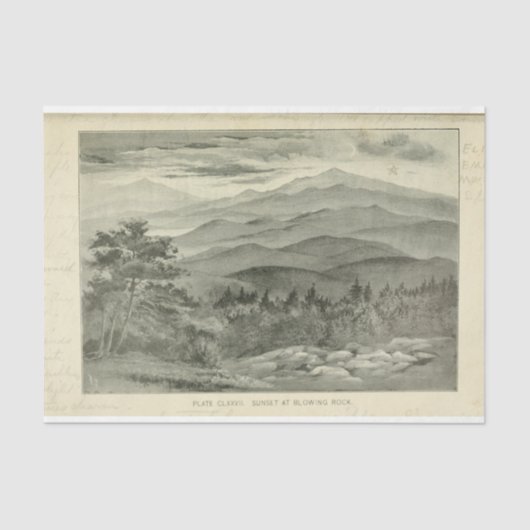 Papier Mousseline Paysage Sunset Mountains Ephemera Decoupage (Recto)