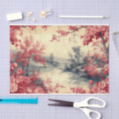 Papier Mousseline Paysage sur papier usé (Artisanat)