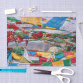 Papier Mousseline Paysage tibétain avec drapeaux de prière - Himalay (Artisanat)