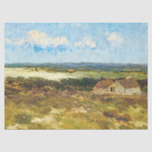 Papier Mousseline Paysage vintage avec Ferme et Ciel nuageux