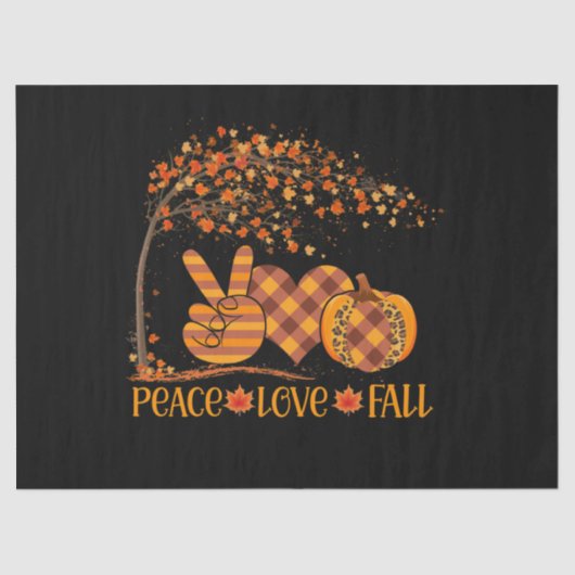 Papier Mousseline Peace Love Automne Citrouille Autum Happy Fall (Recto)