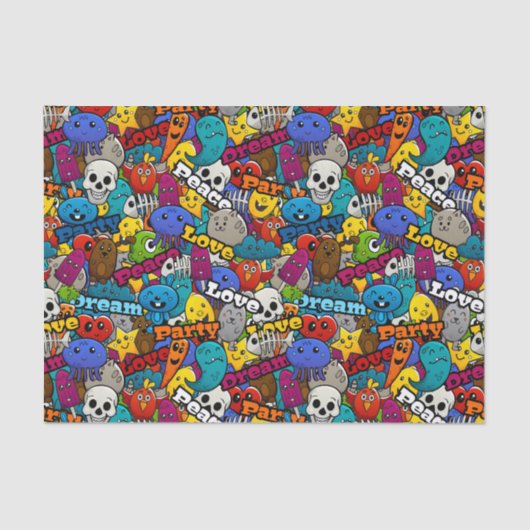 Papier Mousseline Peace Love Dream Art Abstrait (Recto)