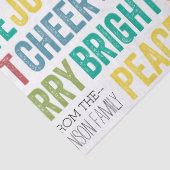 Papier Mousseline Peace Love Joy Merry Cheer avec nom de famille per (Détail)