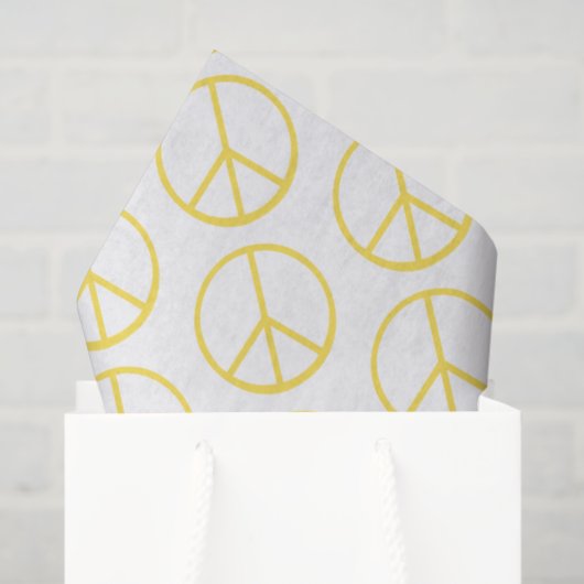 Papier Mousseline Peace Sign Yellow Groovy Colorful Fun (Sac cadeau)