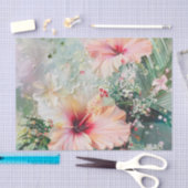 Papier Mousseline Peach rose Hibiscus tropical Anniversaire floral (Artisanat)