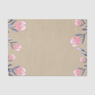 Papier Mousseline Peach Spring Watercolor Tulips Fête des mariées Pa