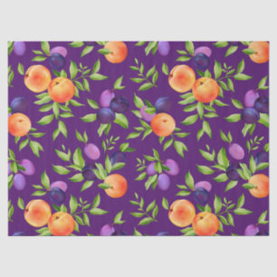 Papier Mousseline Peaches Plums Purple Cute Fruit Motif botanique