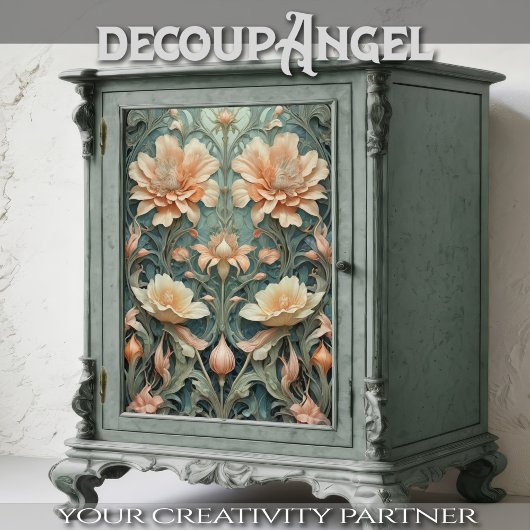 Papier Mousseline Peachy Aqua Elegance - Découpage -