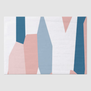 Papier Mousseline Peachy rose bleu et blanc Abstrait