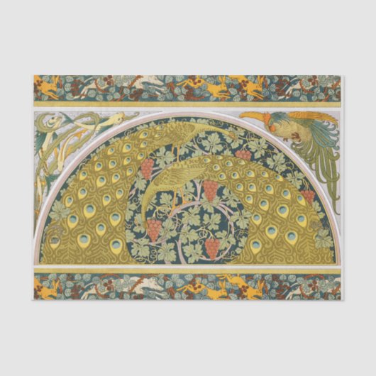 Papier Mousseline Peacock Art Nouveau Style rond design complexe (Recto)