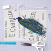 Papier Mousseline Peacock Bird Script français Ephemera Decoupage (Artisanat)