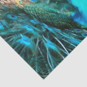 Papier Mousseline Peacock Bleu Vibrant Avec Queue Fissée (Détail)