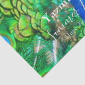 Papier Mousseline Peacock Blue Green Feather Texture Vibes d'été (Détail)