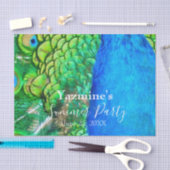 Papier Mousseline Peacock Blue Green Feather Texture Vibes d'été (Artisanat)