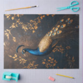 Papier Mousseline Peacock en bleu et en or Découpage (Artisanat)