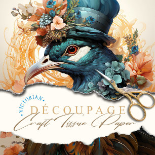 Papier Mousseline Peacock en tissu Casquette de style victorien Art 