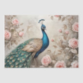 Papier Mousseline Peacock et Roses romantiques - Découpage - (Recto)
