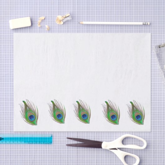 Papier Mousseline Peacock feather bordered tispaper (Artisanat)