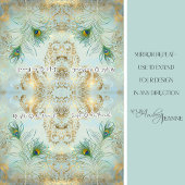 Papier Mousseline Peacock Feathers Gold et Dusty Blue Decoupage