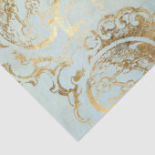 Papier Mousseline Peacock Feathers Gold et Dusty Blue Decoupage (Détail)