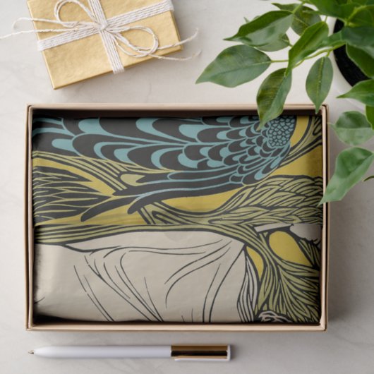 Papier Mousseline Peacock Fine Art Bird Nouveau (Cadeau)