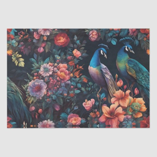 Papier Mousseline Peacock Garden Wallpaper Art (Recto)