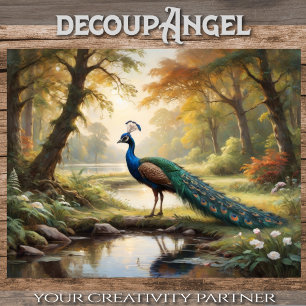 Papier Mousseline Peacock in Natural Splendor - Découpage -