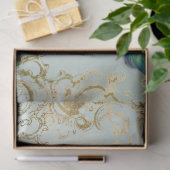 Papier Mousseline Peacock n Plumes or Dusty Blue Decoupage (Cadeau)