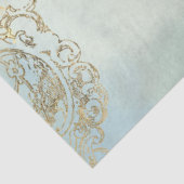 Papier Mousseline Peacock n Plumes or Dusty Blue Decoupage (Détail)