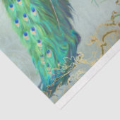 Papier Mousseline Peacock n Plumes Pair Blue Gold Decoupage (Détail)