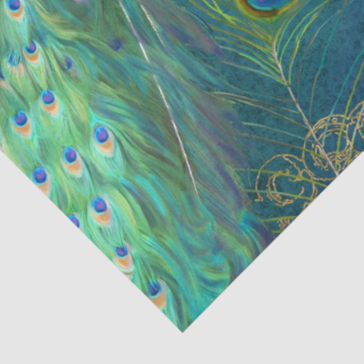 Papier Mousseline Peacock n Plumes Paire bleu foncé Découpage (Détail)