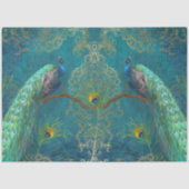 Papier Mousseline Peacock n Plumes Paire bleu foncé Découpage (Recto)