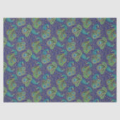 Papier Mousseline Peacock Paisley Pattern Blue (Recto)