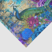 Papier Mousseline Peacock Peacocks Découpage Fleurs bleues et violet (Détail)