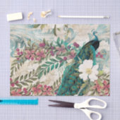 Papier Mousseline Peacock Peacocks Découpage Fleurs roses élégant (Artisanat)