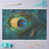 Papier Mousseline Peacock Plume Macro peinture à l'huile Découpage (Artisanat)