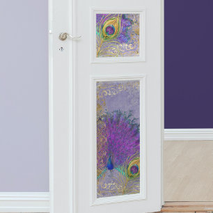 Papier Mousseline Peacock Plumes violet or huile dénoupage baroque