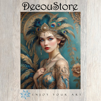 Papier Mousseline Peacock Queen Decoupage