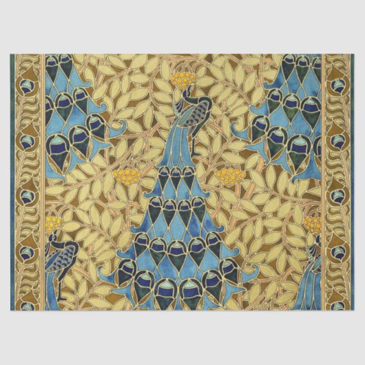 Papier Mousseline Peacocks Birds Rowan Trees Art Nouveau (Recto)