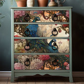 Papier Mousseline Peacocks dans un arbre Elégant Boho victorien Vint