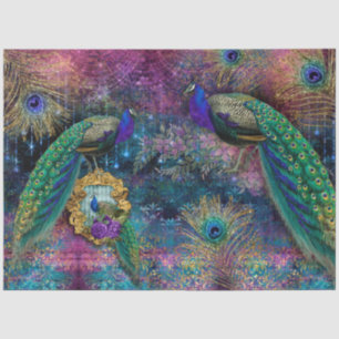 Papier Mousseline Peacocks Élégantes Plumes Parties scintillant rose