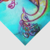 Papier Mousseline PEACOCKS EN AMOUR, AQUA ROUGE BLEU TURQUOISE Valen (Détail)