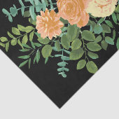 Papier Mousseline Pêche & Black Peony & Rose Floral Mariage (Détail)