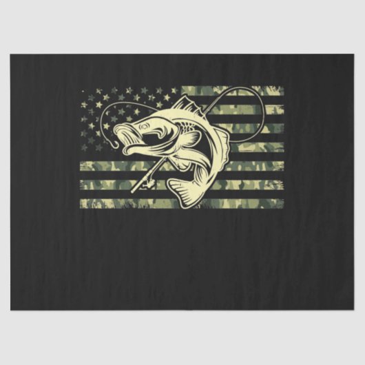 Papier Mousseline Pêche Camouflage USA Drapeau pour Bass Fisher (Recto)