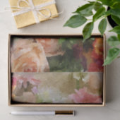 Papier Mousseline Pêche et aquarelle florale de vert (Cadeau)