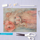 Papier Mousseline Pêche et beauté de la crème6 (Artisanat)