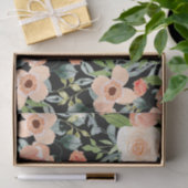 Papier Mousseline Pêche et modèle floral noir (Cadeau)